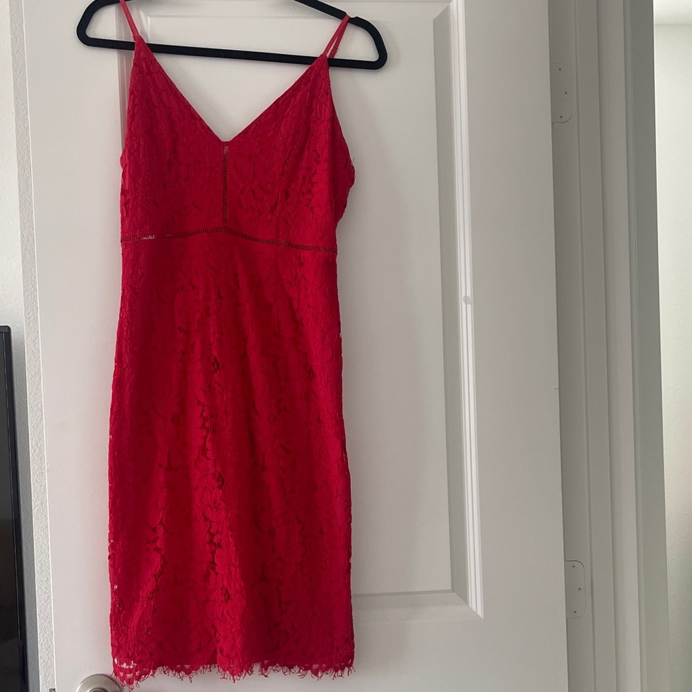 Astr Red Lace Mini Dress